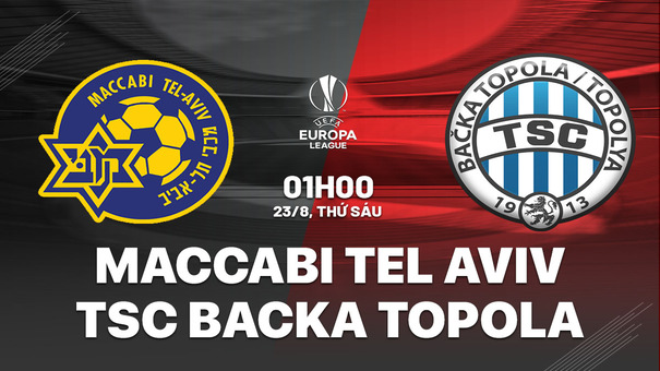 Nhận định Maccabi Tel Aviv vs TSC Backa Topola 1h00 ngày 23/8 (Europa League 2024/25). Hãy đến 33WIN cá cược bóng đá .